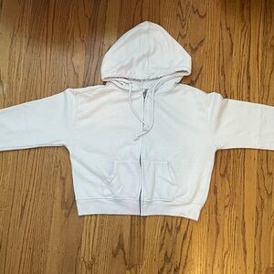 White zip up hoodie
